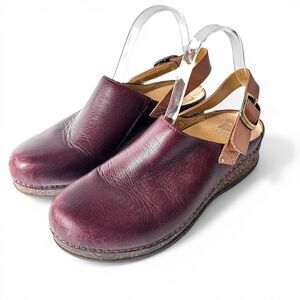 Dansko Merrin Cordovan Leather Slingback Mule Ergonomic Cork Midsole Sz 7.5 (38)